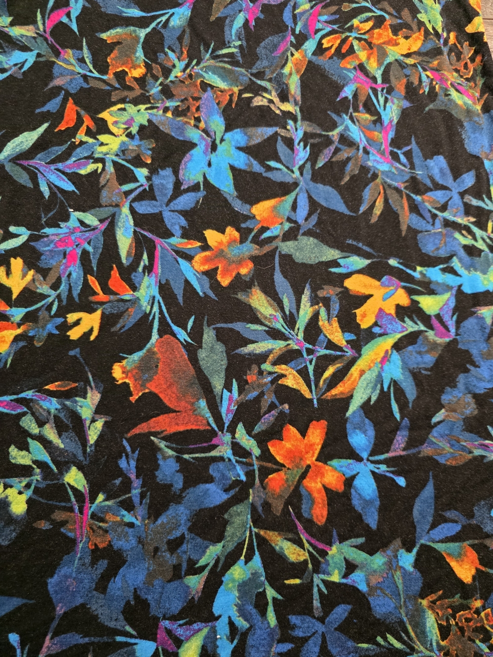 Ruff Hewn Black Floral Mini Dress with Multicolor Leaf Print - Picture 2 of 5